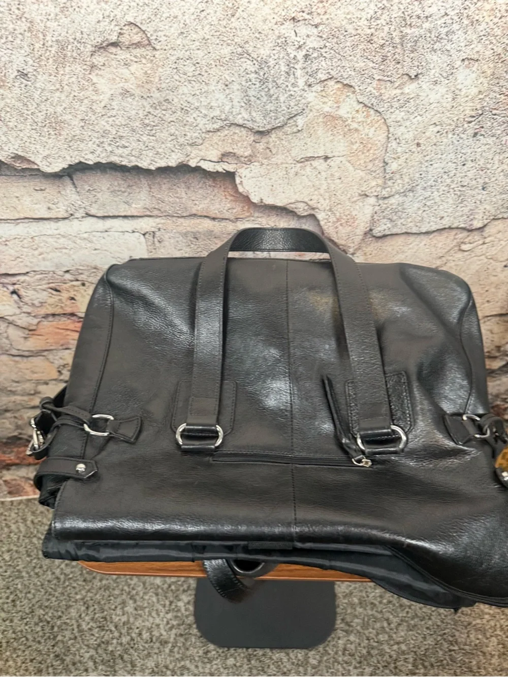 WILSON LEATHER EUC XL BLACK LEATHER BUSINESS B42 TOTE WITH CROSSBODY STRAP